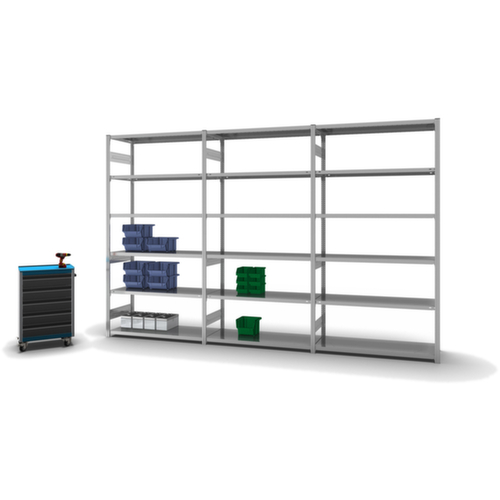 hofe Traversestelling in zware uitvoering, hoogte x breedte x diepte 2500 x 1360 x 535 mm, 6 legborden