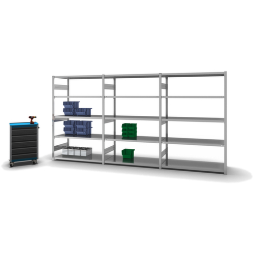 hofe Traversestelling in zware uitvoering, hoogte x breedte x diepte 2000 x 1360 x 635 mm, 5 legborden