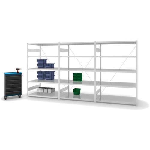 hofe Systeeminhaakstelling in middelzware uitvoering, hoogte x breedte x diepte 2000 x 1310 x 535 mm, 5 legborden