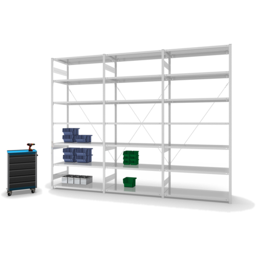 hofe Systeeminhaakstelling in standaard uitvoering, hoogte x breedte x diepte 3000 x 1310 x 535 mm, 7 legborden