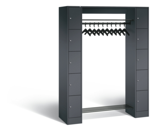 C+P Locker met kapstok Classic met 5 vakken rechts en links, breedte 1430 mm