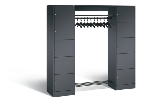 C+P Locker met kapstok Classic met 5 vakken rechts en links, breedte 1870 mm