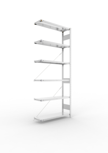 META Systeeminhaakstelling CLIP aanbouwsectie, hoogte x breedte x diepte 2500 x 1006 x 336 mm, 6 legborden