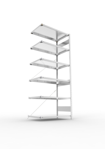 META Systeeminhaakstelling CLIP aanbouwsectie, hoogte x breedte x diepte 2500 x 1006 x 636 mm, 6 legborden