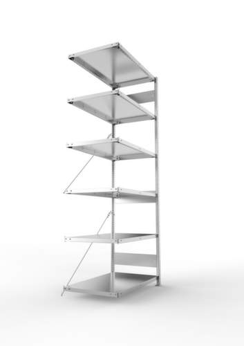 META Systeeminhaakstelling CLIP aanbouwsectie, hoogte x breedte x diepte 2500 x 1006 x 636 mm, 6 legborden