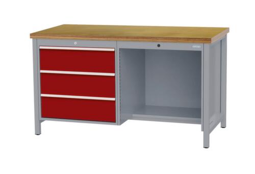 Bedrunka + Hirth Werkbank, 3 laden, 1/2 legbord