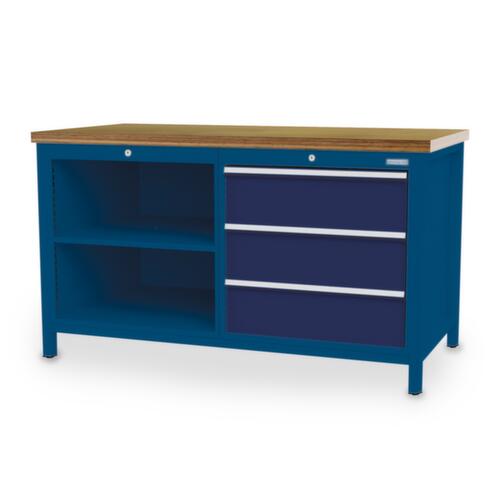 Bedrunka + Hirth Werkbank, 3 laden, 2 legborden