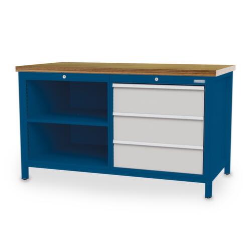 Bedrunka + Hirth Werkbank, 3 laden, 2 legborden