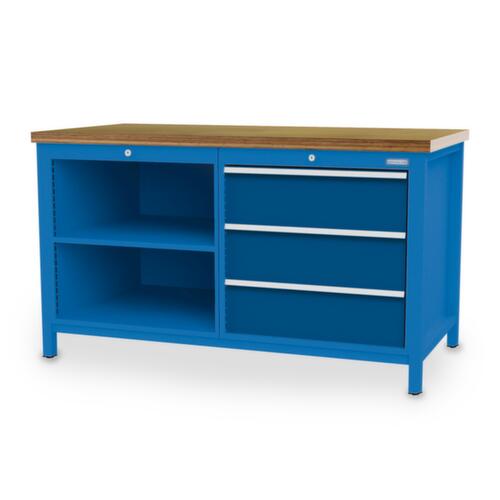 Bedrunka + Hirth Werkbank, 3 laden, 2 legborden