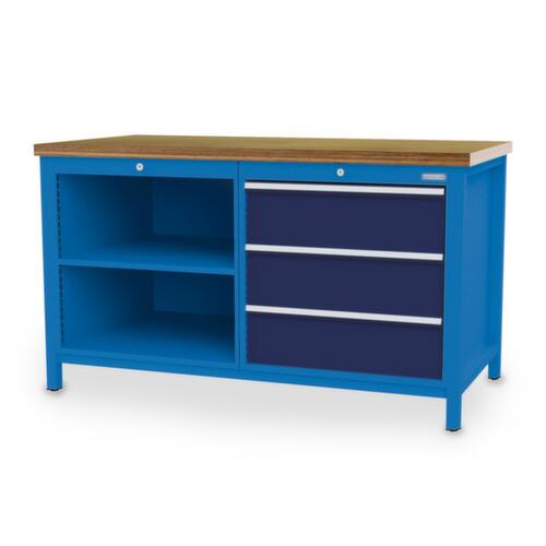Bedrunka + Hirth Werkbank, 3 laden, 2 legborden