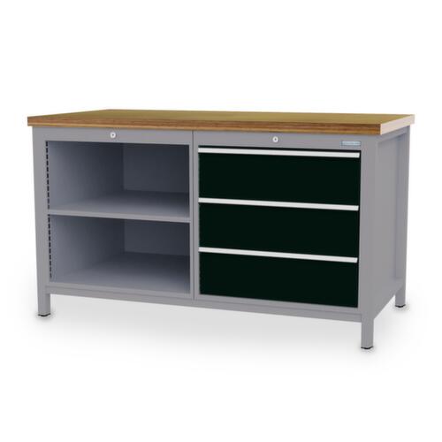 Bedrunka + Hirth Werkbank, 3 laden, 2 legborden