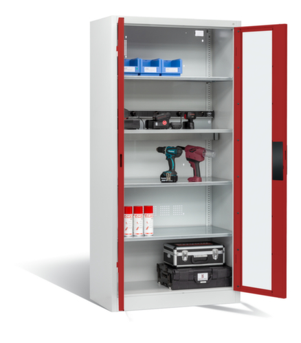 C+P Laadkast voor batterijen ERGO, RAL7035 lichtgrijs/RAL3003 robijnrood