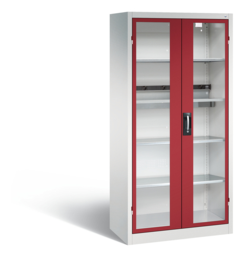 C+P Laadkast voor batterijen ERGO, RAL7035 lichtgrijs/RAL3003 robijnrood