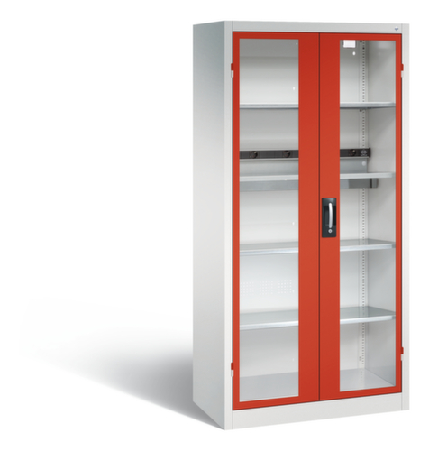 C+P Laadkast voor batterijen ERGO, RAL7035 lichtgrijs/RAL3000 vuurrood