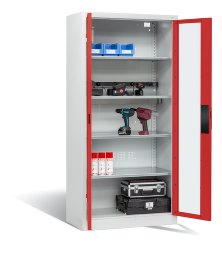 C+P Laadkast voor batterijen ERGO, RAL7035 lichtgrijs/RAL3000 vuurrood