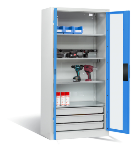 C+P Laadkast voor batterijen ERGO, RAL7035 lichtgrijs/RAL 5012 lichtblauw