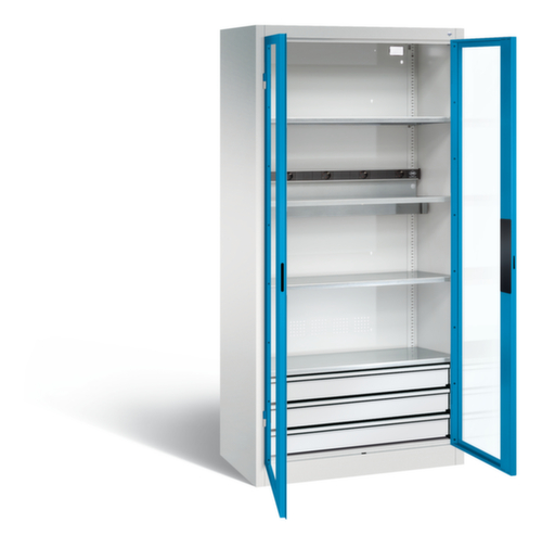 C+P Laadkast voor batterijen ERGO, RAL7035 lichtgrijs/RAL 5012 lichtblauw