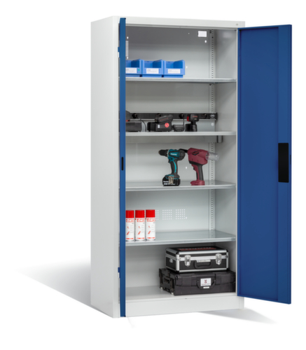 C+P Laadkast voor batterijen ERGO, RAL7035 lichtgrijs/RAL5010 gentiaanblauw