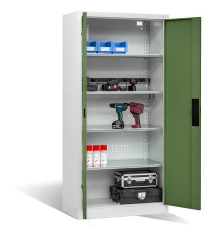 C+P Laadkast voor batterijen ERGO, RAL7035 lichtgrijs/RAL6011 resedagroen