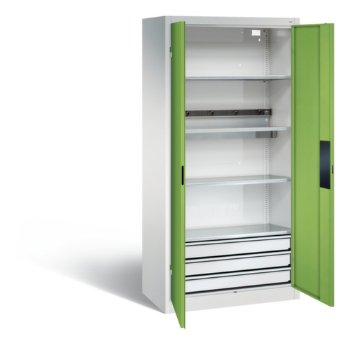 C+P Laadkast voor batterijen ERGO, RAL7035 lichtgrijs/RDS 110 80 60 viridinegroen