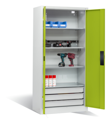 C+P Laadkast voor batterijen ERGO, RAL7035 lichtgrijs/RDS 110 80 60 viridinegroen