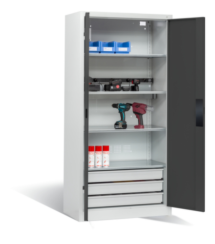 C+P Laadkast voor batterijen ERGO, RAL7035 lichtgrijs/RAL7016 antracietgrijs