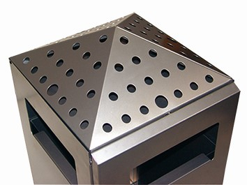 Roestvrij stalen combinatie asbak PYRAMIDE met 4 inworpopeningen