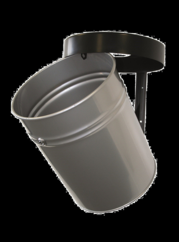 Zelfblussende afvalbak FIRE EX voor wandbevestiging, 60 l, nieuw zilver, bovendeel zwart