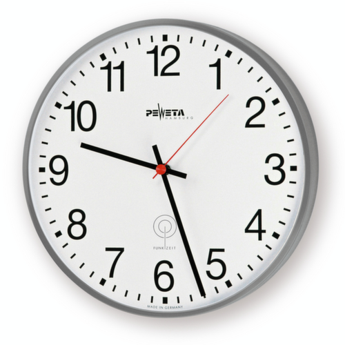 PEWETA Wandklok met metalen behuizing, met Arabische cijfers, Ø 300 mm