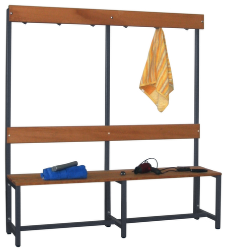 PAVOY Kleedkamerbank Basis met haken en houten strips
