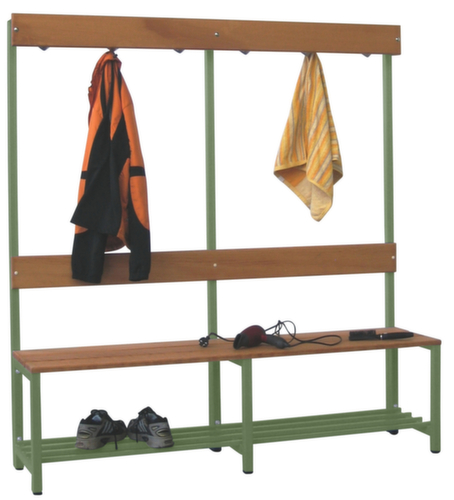 PAVOY Kleedkamerbank Basis met haken en houten strips