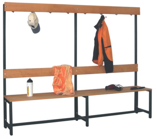 PAVOY Kleedkamerbank Basis met haken en houten strips