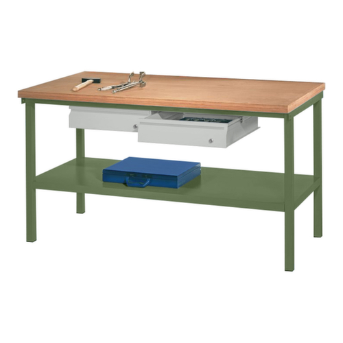 PAVOY Werkbank met verschillende soorten onderbouw, 2 laden, 1 legbord