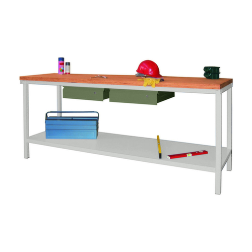 PAVOY Werkbank met verschillende soorten onderbouw, 2 laden, 1 legbord