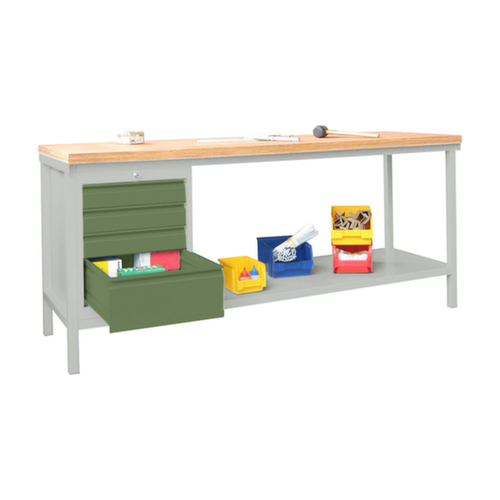 PAVOY Werkbank met verschillende soorten onderbouw, 1 ladeblok, 1 legbord