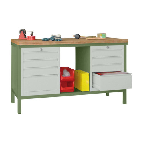 PAVOY Werkbank met verschillende soorten onderbouw, 8 laden, 1 legbord