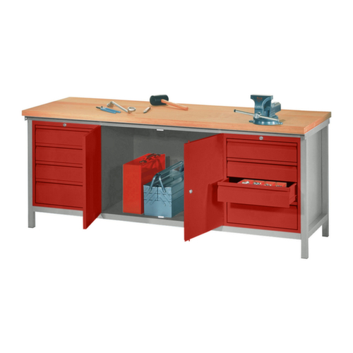 PAVOY Werkbank met verschillende soorten onderbouw, 8 laden, 1 kast