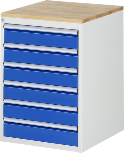 RAU Ladekast Serie 7000, 6 lade(n), RAL7035 lichtgrijs/RAL5010 gentiaanblauw