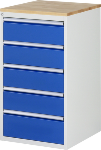 RAU Ladekast Serie 7000, 5 lade(n), RAL7035 lichtgrijs/RAL5010 gentiaanblauw