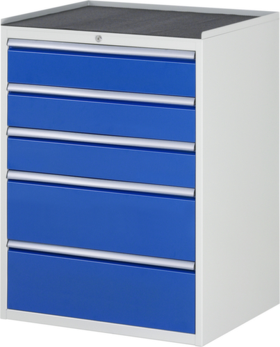 RAU Ladekast Serie 7000, 5 lade(n), RAL7035 lichtgrijs/RAL5010 gentiaanblauw