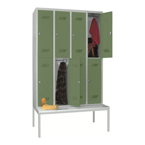 PAVOY Dubbele locker Basis met bank + 4x2 vakken, vakbreedte 300 mm