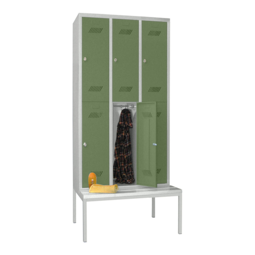 PAVOY Dubbele locker Basis met bank + 3x2 vakken, vakbreedte 300 mm