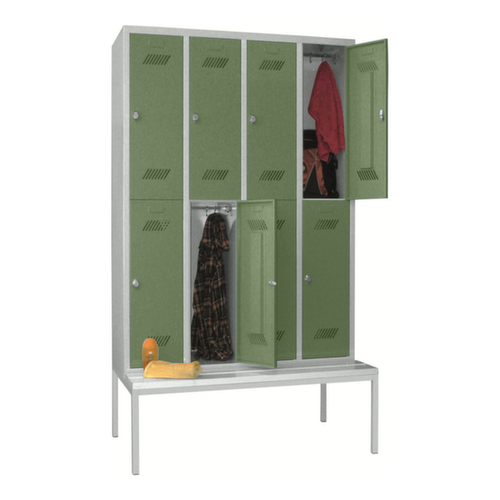 PAVOY Dubbele locker Basis met bank + 4x2 vakken, vakbreedte 300 mm