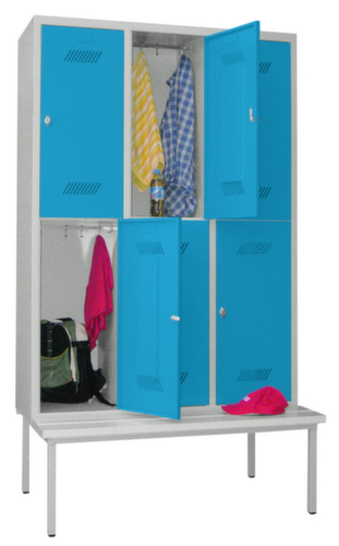 PAVOY Dubbele locker Basis met bank + 3x2 vakken, vakbreedte 400 mm