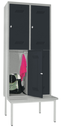 PAVOY Dubbele locker Basis met ondergebouwde bank + 2x2 vakken, vakbreedte 400 mm