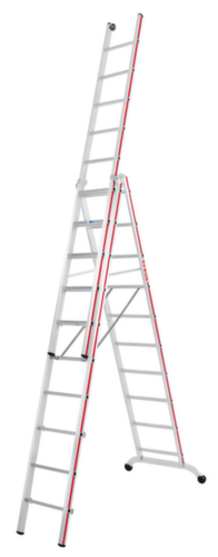 Hymer Driedelige multifunctionele telescoopladder SC 60, 3 x 10 sporten met antislipprofiel