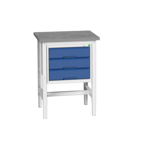 bott Werkbank verso, 3 laden, RAL7035 lichtgrijs/RAL5010 gentiaanblauw