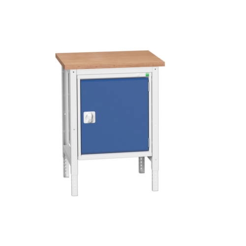 bott Werkbank verso, 1 kast, RAL7035 lichtgrijs/RAL5010 gentiaanblauw