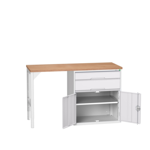 bott Werkbank verso, 2 laden, 1 kast, RAL7035 lichtgrijs/RAL7035 lichtgrijs