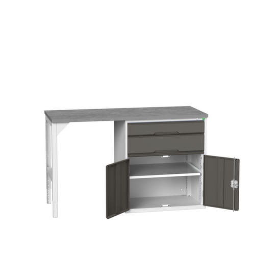 bott Werkbank verso, 2 laden, 1 kast, RAL7035 lichtgrijs/RAL7016 antracietgrijs